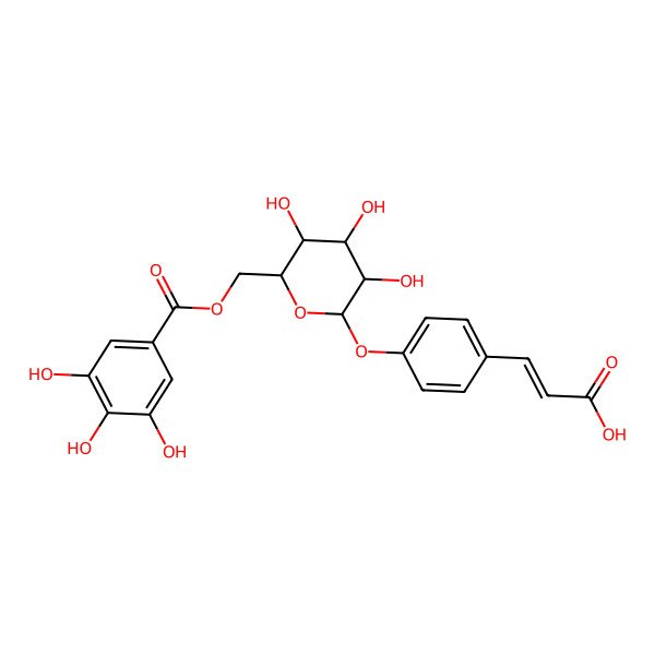 2D Structure of 3-[4-[3,4,5-Trihydroxy-6-[(3,4,5-trihydroxybenzoyl)oxymethyl]oxan-2-yl]oxyphenyl]prop-2-enoic acid