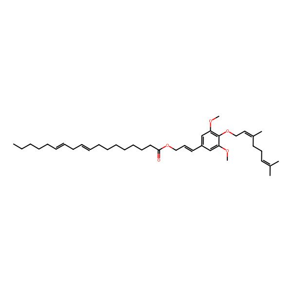 2D Structure of 3-[4-(3,7-Dimethylocta-2,6-dienoxy)-3,5-dimethoxyphenyl]prop-2-enyl octadeca-9,12-dienoate