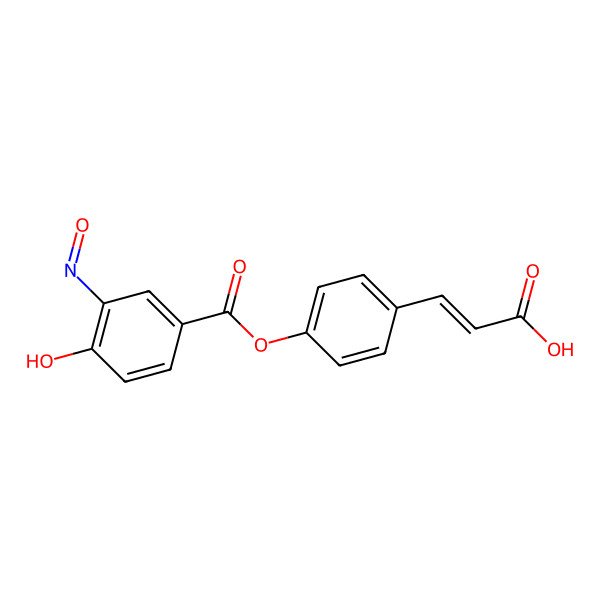 2D Structure of 3-[4-(4-Hydroxy-3-nitrosobenzoyl)oxyphenyl]prop-2-enoic acid