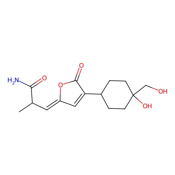 2D Structure of 3-[4-[4-Hydroxy-4-(hydroxymethyl)cyclohexyl]-5-oxofuran-2-ylidene]-2-methylpropanamide