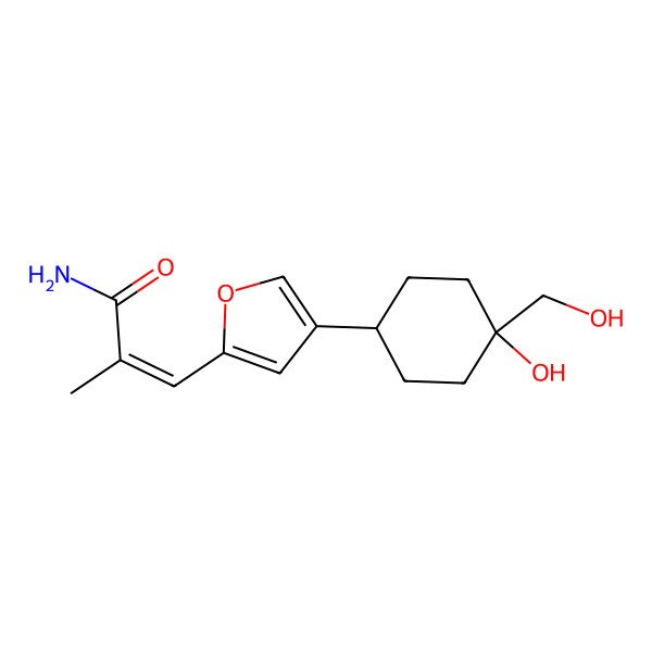 2D Structure of 3-[4-[4-Hydroxy-4-(hydroxymethyl)cyclohexyl]furan-2-yl]-2-methylprop-2-enamide