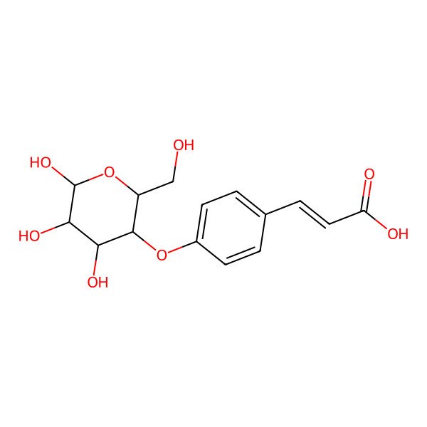 2D Structure of 3-[4-[4,5,6-Trihydroxy-2-(hydroxymethyl)oxan-3-yl]oxyphenyl]prop-2-enoic acid