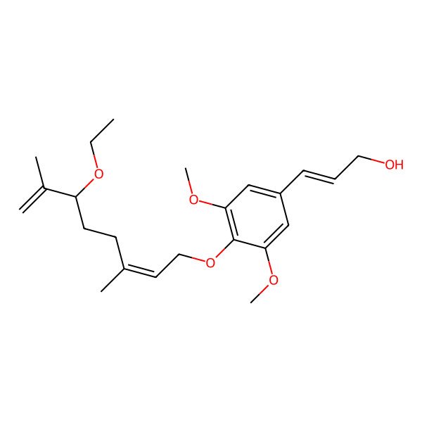 2D Structure of 3-[4-(6-Ethoxy-3,7-dimethylocta-2,7-dienoxy)-3,5-dimethoxyphenyl]prop-2-en-1-ol