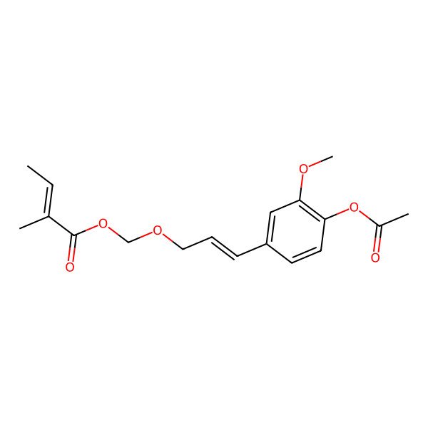 2D Structure of 3-(4-Acetyloxy-3-methoxyphenyl)prop-2-enoxymethyl 2-methylbut-2-enoate