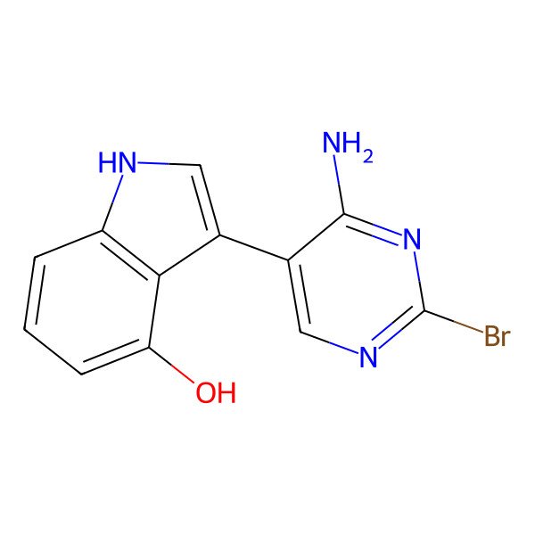 2D Structure of 3-(4-amino-2-bromo-pyrimidin-5-yl)-1H-indol-4-ol