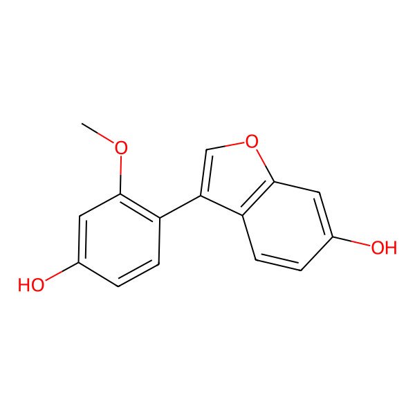 2D Structure of 3-(4-Hydroxy-2-methoxyphenyl)-1-benzofuran-6-ol