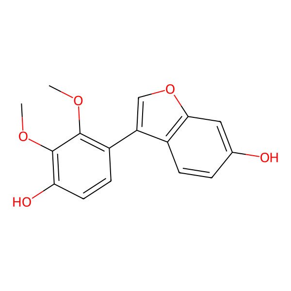 2D Structure of 3-(4-Hydroxy-2,3-dimethoxyphenyl)-1-benzofuran-6-ol