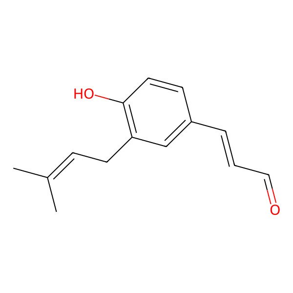 2D Structure of 3-(4-Hydroxy-3-(3-methyl-2-butenyl)phenyl)-2-propenal