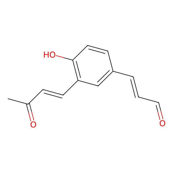 2D Structure of 3-[4-Hydroxy-3-(3-oxobut-1-enyl)phenyl]prop-2-enal