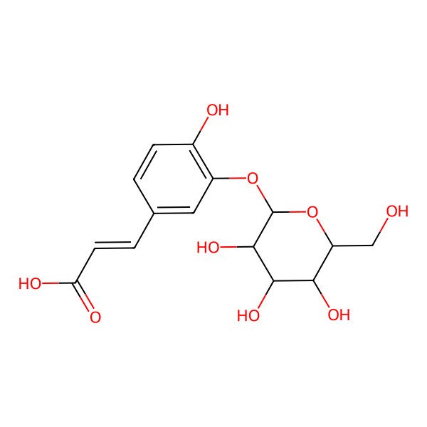 2D Structure of 3-[4-Hydroxy-3-[3,4,5-trihydroxy-6-(hydroxymethyl)oxan-2-yl]oxyphenyl]prop-2-enoic acid
