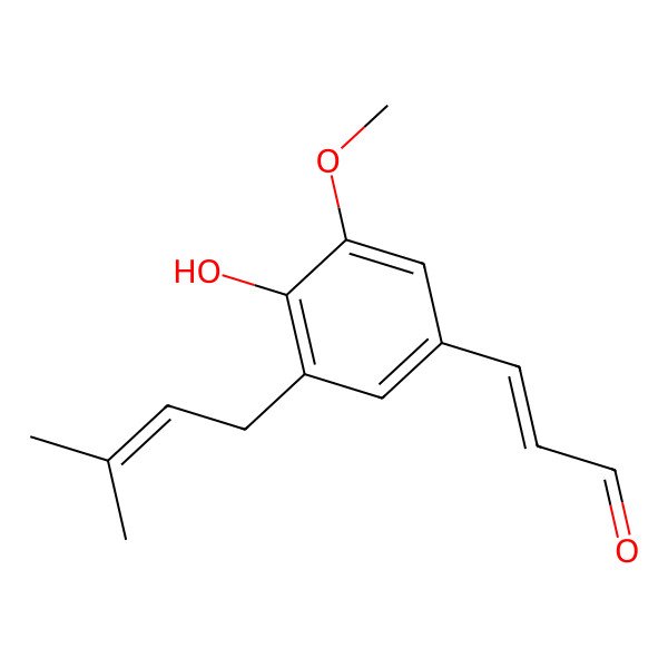 2D Structure of 3-[4-Hydroxy-3-methoxy-5-(3-methylbut-2-enyl)phenyl]prop-2-enal