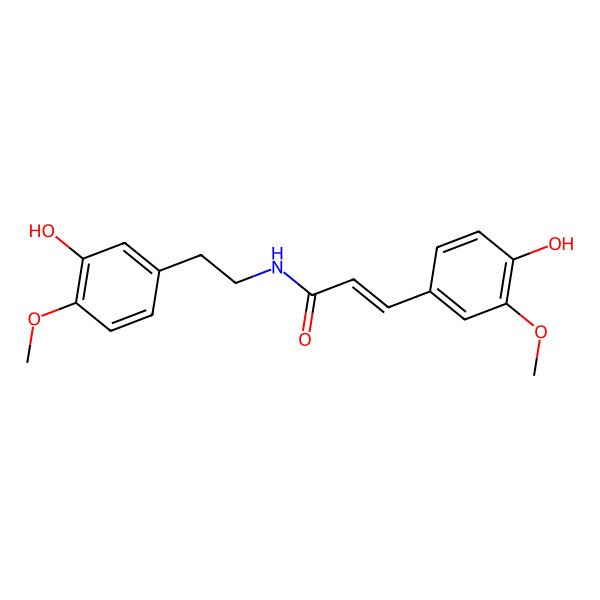 2D Structure of 3-(4-hydroxy-3-methoxyphenyl)-N-[2-(3-hydroxy-4-methoxyphenyl)ethyl]prop-2-enamide