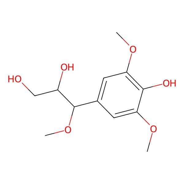 2D Structure of 3-(4-Hydroxy-3,5-dimethoxyphenyl)-3-methoxypropane-1,2-diol