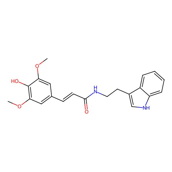 2D Structure of 3-(4-hydroxy-3,5-dimethoxyphenyl)-N-[2-(1H-indol-3-yl)ethyl]prop-2-enamide