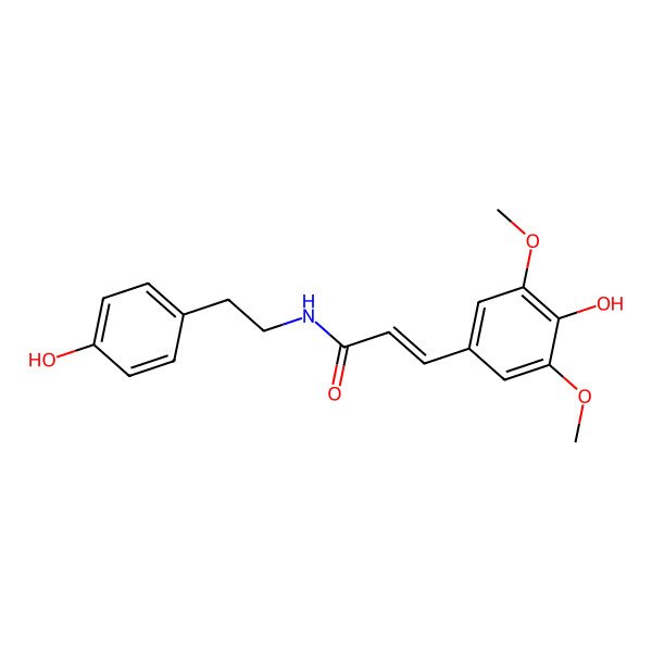 2D Structure of 3-(4-hydroxy-3,5-dimethoxyphenyl)-N-[2-(4-hydroxyphenyl)ethyl]prop-2-enamide