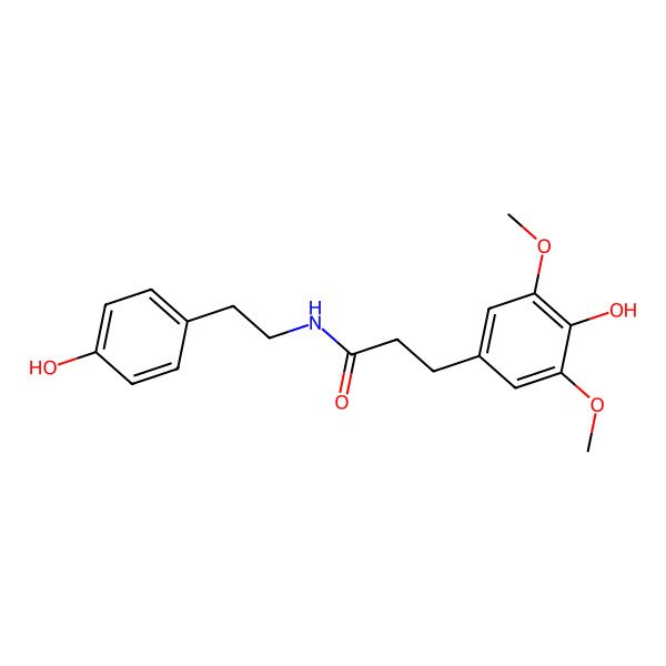 2D Structure of 3-(4-hydroxy-3,5-dimethoxyphenyl)-N-[2-(4-hydroxyphenyl)ethyl]propanamide