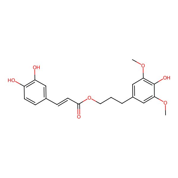 2D Structure of 3-(4-hydroxy-3,5-dimethoxyphenyl)propyl (E)-3-(3,4-dihydroxyphenyl)prop-2-enoate