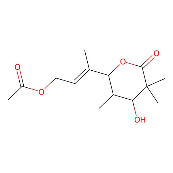 2D Structure of 3-(4-Hydroxy-3,5,5-trimethyl-6-oxooxan-2-yl)but-2-enyl acetate