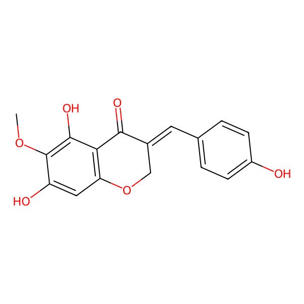 2D Structure of 3-(4-Hydroxybenzylidene)-5,7-dihydroxy-6-methoxychroman-4-on e