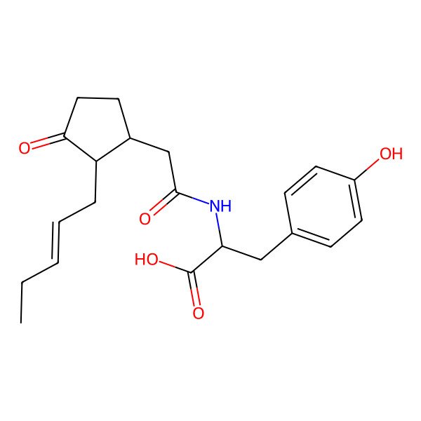 2D Structure of 3-(4-Hydroxyphenyl)-2-[[2-(3-oxo-2-pent-2-enylcyclopentyl)acetyl]amino]propanoic acid