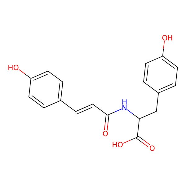 2D Structure of 3-(4-Hydroxyphenyl)-2-[3-(4-hydroxyphenyl)prop-2-enoylamino]propanoic acid
