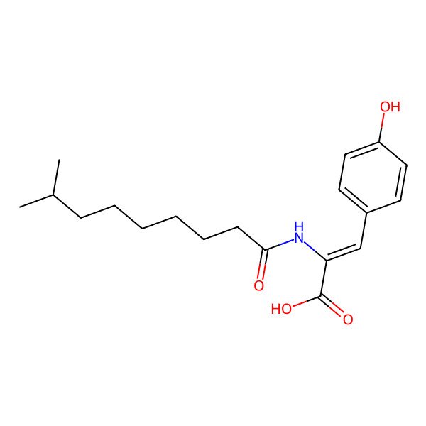 2D Structure of 3-(4-Hydroxyphenyl)-2-(8-methylnonanoylamino)prop-2-enoic acid
