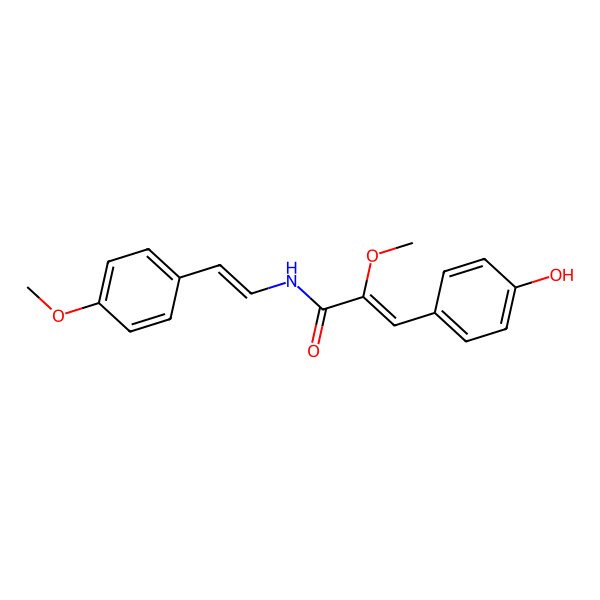 2D Structure of 3-(4-hydroxyphenyl)-2-methoxy-N-[2-(4-methoxyphenyl)ethenyl]prop-2-enamide