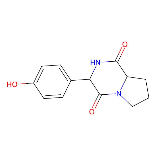 2D Structure of 3-(4-Hydroxyphenyl)-2,3,6,7,8,8a-hexahydropyrrolo[1,2-a]pyrazine-1,4-dione