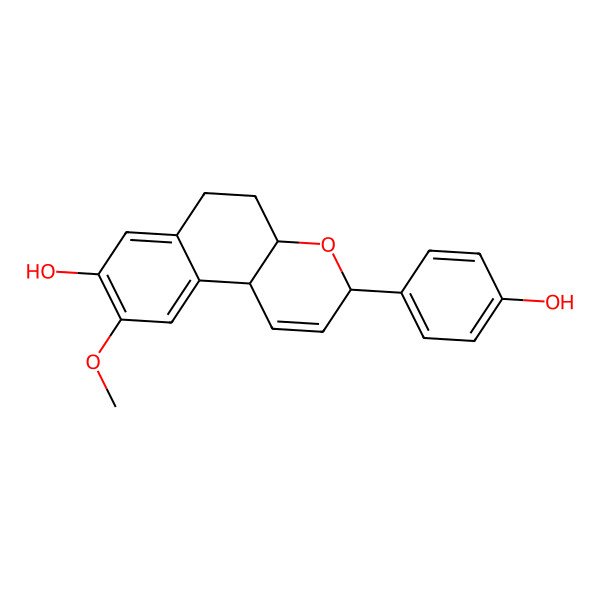 2D Structure of 3-(4-hydroxyphenyl)-9-methoxy-4a,5,6,10b-tetrahydro-3H-benzo[f]chromen-8-ol