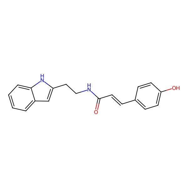 2D Structure of 3-(4-hydroxyphenyl)-N-[2-(1H-indol-2-yl)ethyl]prop-2-enamide
