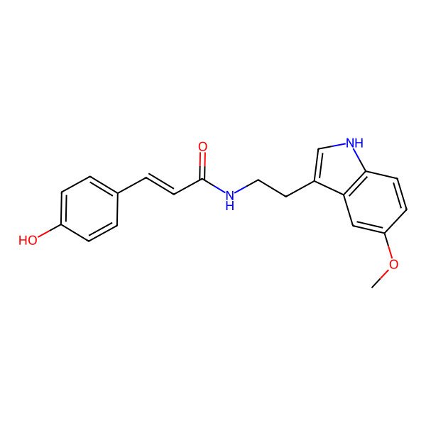 2D Structure of 3-(4-hydroxyphenyl)-N-[2-(5-methoxy-1H-indol-3-yl)ethyl]prop-2-enamide