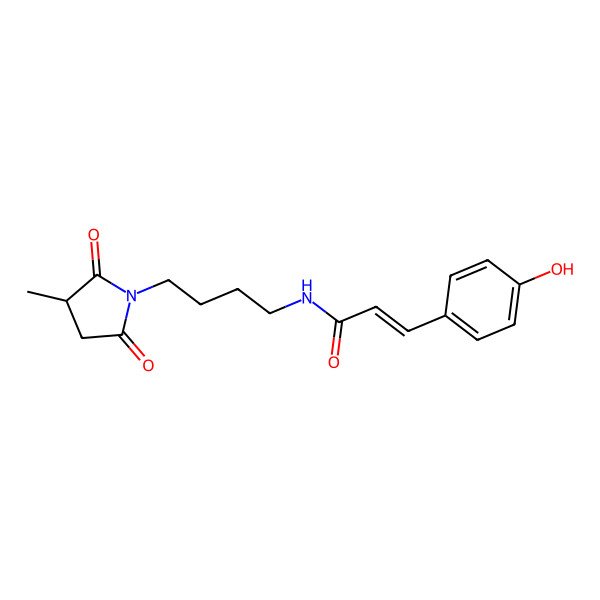 2D Structure of 3-(4-hydroxyphenyl)-N-[4-(3-methyl-2,5-dioxopyrrolidin-1-yl)butyl]prop-2-enamide