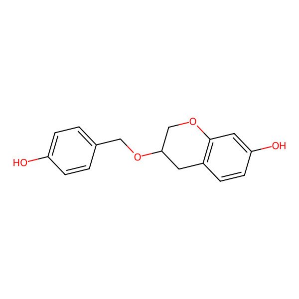 2D Structure of 3-[(4-hydroxyphenyl)methoxy]-3,4-dihydro-2H-chromen-7-ol