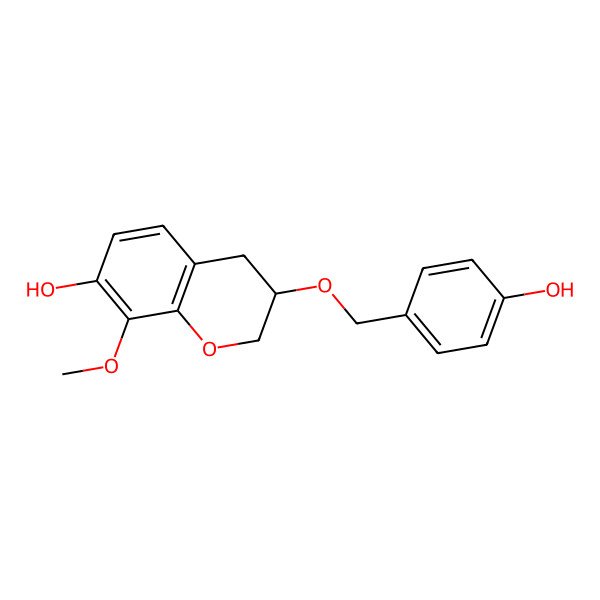 2D Structure of 3-[(4-hydroxyphenyl)methoxy]-8-methoxy-3,4-dihydro-2H-chromen-7-ol