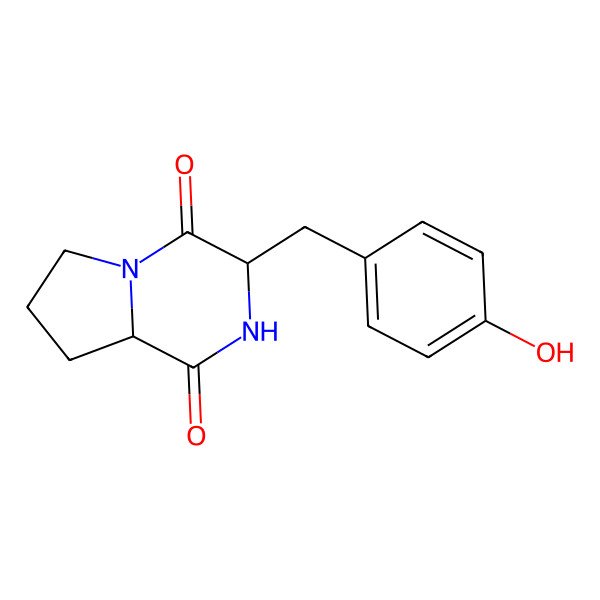 2D Structure of 3-[(4-Hydroxyphenyl)methyl]-2,3,6,7,8,8a-hexahydropyrrolo[1,2-a]pyrazine-1,4-dione