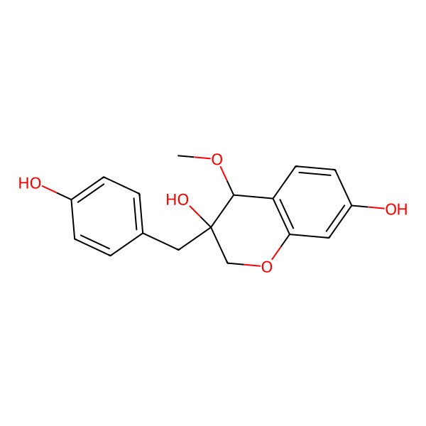 2D Structure of 3-[(4-Hydroxyphenyl)methyl]-4-methoxy-2,4-dihydrochromene-3,7-diol