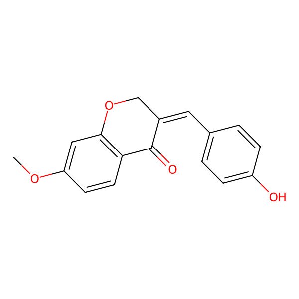 2D Structure of 3-[(4-Hydroxyphenyl)methylidene]-7-methoxychromen-4-one