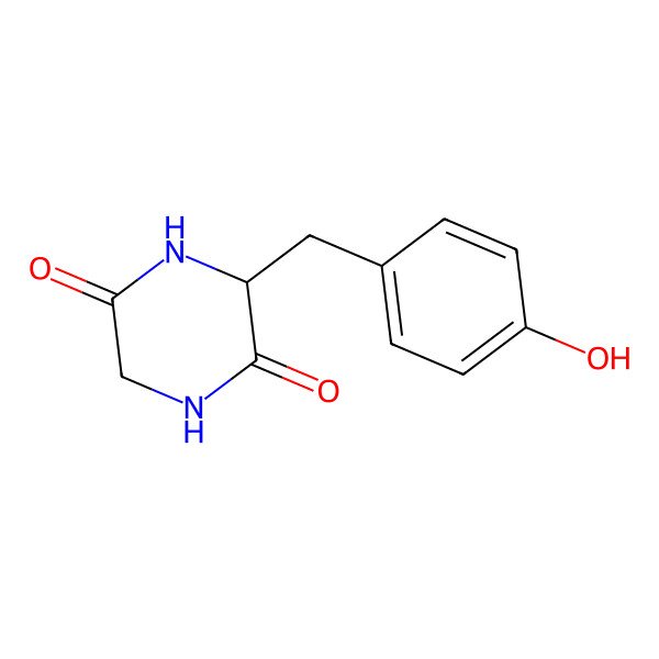 2D Structure of 3-[(4-Hydroxyphenyl)methyl]piperazine-2,5-dione