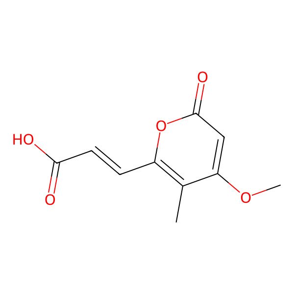 2D Structure of 3-(4-Methoxy-3-methyl-6-oxopyran-2-yl)prop-2-enoic acid