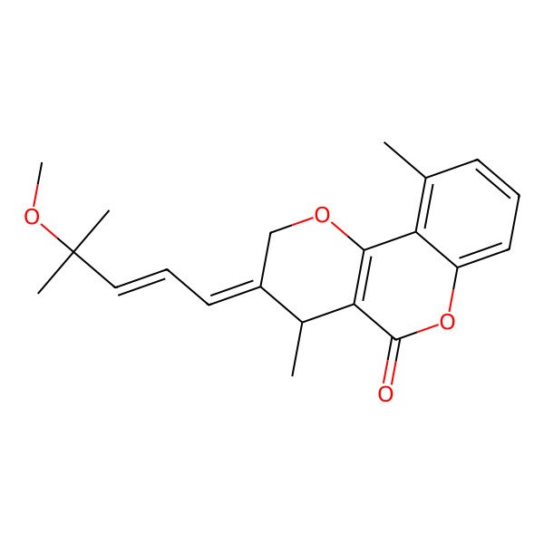 2D Structure of 3-(4-methoxy-4-methylpent-2-enylidene)-4,10-dimethyl-4H-pyrano[3,2-c]chromen-5-one