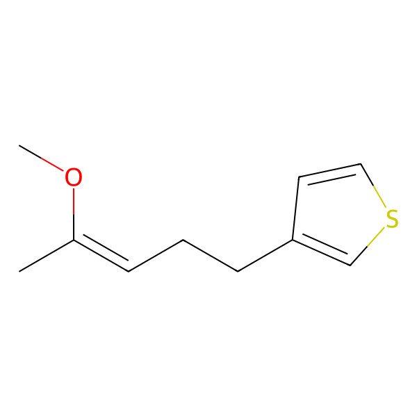 2D Structure of 3-(4-Methoxypent-3-enyl)thiophene