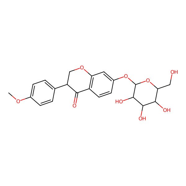 2D Structure of 3-(4-Methoxyphenyl)-7-[3,4,5-trihydroxy-6-(hydroxymethyl)oxan-2-yl]oxy-2,3-dihydrochromen-4-one