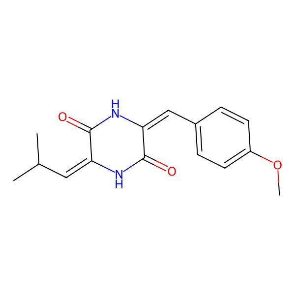2D Structure of 3-[(4-Methoxyphenyl)methylidene]-6-(2-methylpropylidene)piperazine-2,5-dione