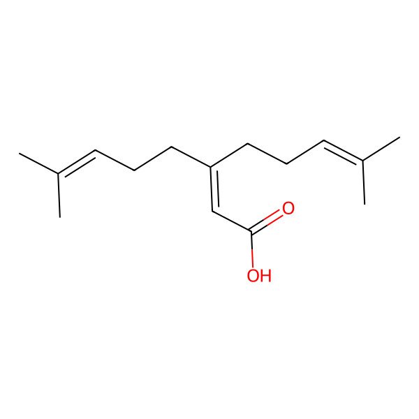 2D Structure of 7-Methyl-3-(4-methylpent-3-enyl)octa-2,6-dienoic acid
