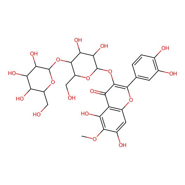 2D Structure of 3-[(2S,3R,4R,5S,6R)-3,4-dihydroxy-6-(hydroxymethyl)-5-[(2S,3R,4S,5S,6R)-3,4,5-trihydroxy-6-(hydroxymethyl)oxan-2-yl]oxyoxan-2-yl]oxy-2-(3,4-dihydroxyphenyl)-5,7-dihydroxy-6-methoxychromen-4-one