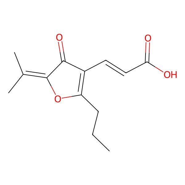 2D Structure of 3-(4-Oxo-5-propan-2-ylidene-2-propylfuran-3-yl)prop-2-enoic acid