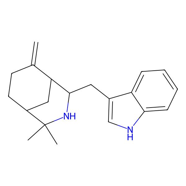 2D Structure of 3-[(4,4-dimethyl-8-methylidene-3-azabicyclo[3.3.1]nonan-2-yl)methyl]-1H-indole