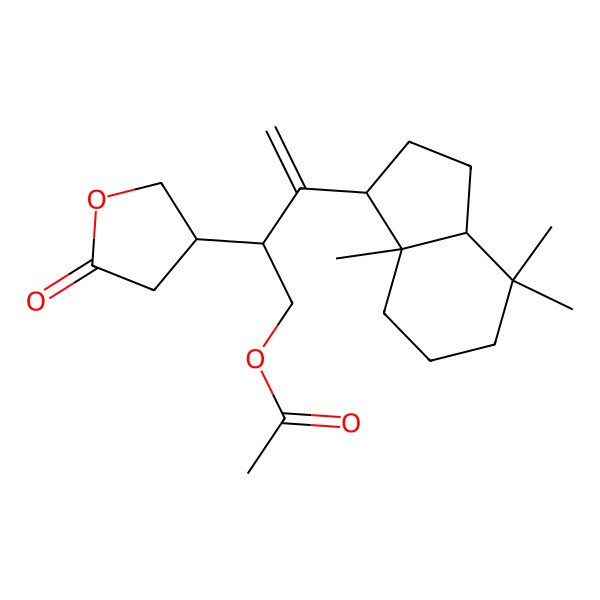 2D Structure of [3-(4,4,7a-trimethyl-2,3,3a,5,6,7-hexahydro-1H-inden-1-yl)-2-(5-oxooxolan-3-yl)but-3-enyl] acetate