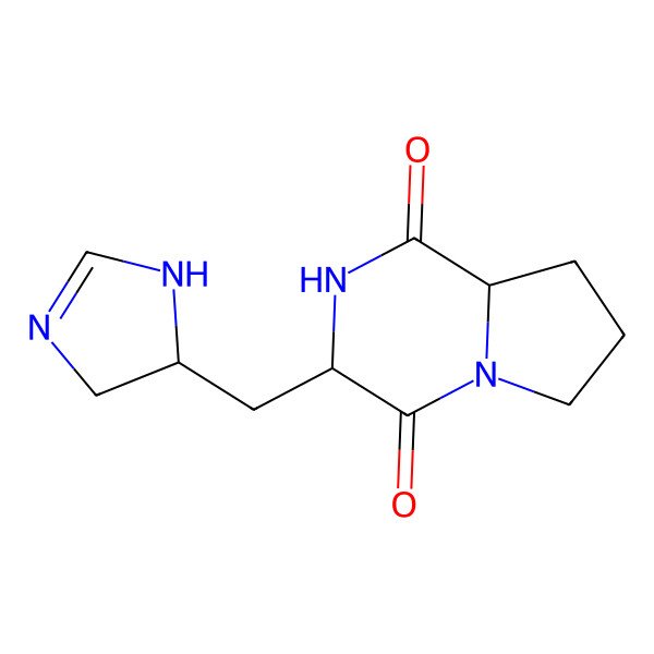 2D Structure of 3-(4,5-dihydro-1H-imidazol-5-ylmethyl)-2,3,6,7,8,8a-hexahydropyrrolo[1,2-a]pyrazine-1,4-dione