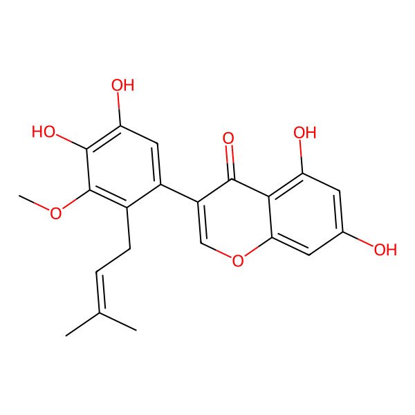2D Structure of 3-[4,5-Dihydroxy-3-methoxy-2-(3-methylbut-2-enyl)phenyl]-5,7-dihydroxychromen-4-one